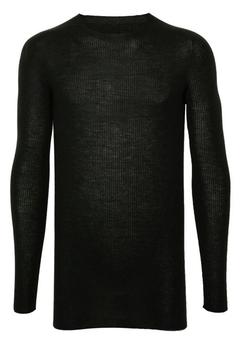 Forest green ribbed-knit virgin wool jumper Rick Owens - men